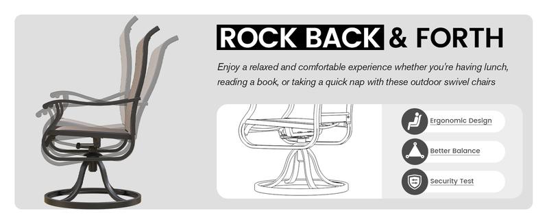 Amopatio Modern Patio Swivel Chairs Sets, Outdoor Dining Chairs with Back, All-Weather Swivel Rocker Chair for Poolside/Garden/Porch/Deck Amopatio Modern Patio Swivel Chairs Sets, Outdoor Dining Chairs with Back, All-Weather Swivel Rocker Chair for Poolside/Garden/Porch/Deck