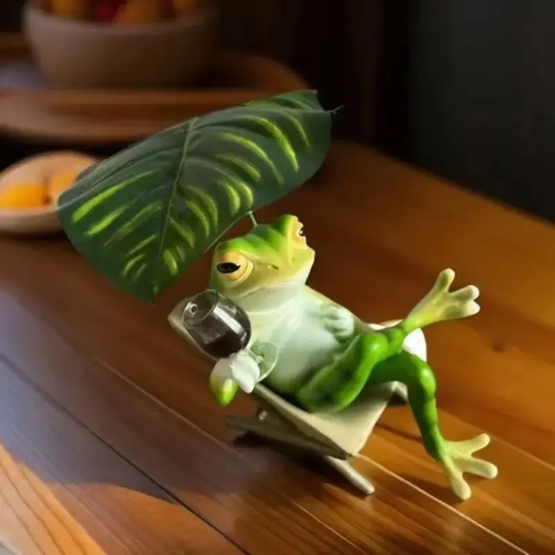Resin Frog Umbrella Ornament, Unique Home Decor, Symbolizes Luck and Wealth, Indoor Outdoor Decoration, Party Setup