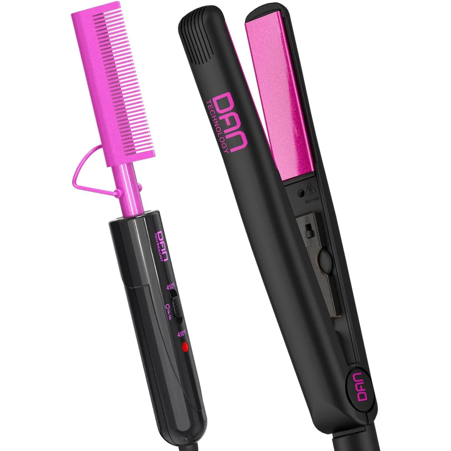 2-in-1 Hot Comb Tool and Flat Iron, Small Hair Straightener for Black Women's Hair and Wigs, Straightens Hair