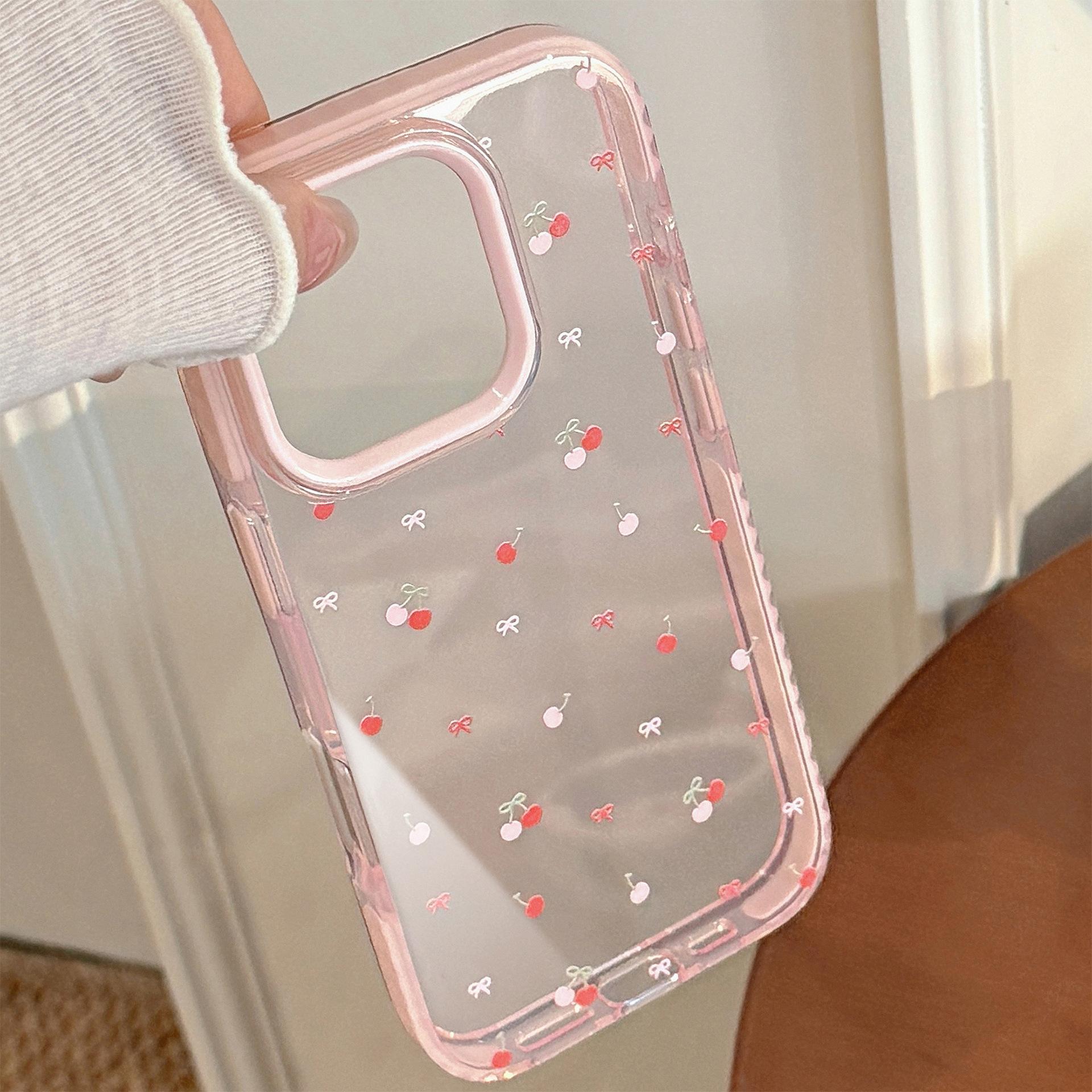 Sweet Cherry Clear Soft Silicone Case for iPhone 17 Pro Max 15 14 13 11