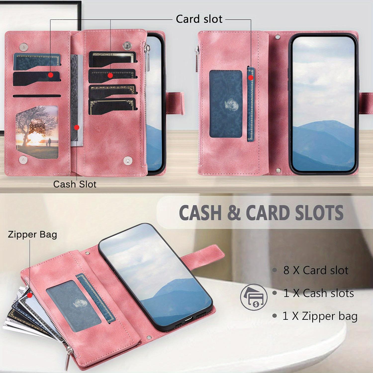 Pu Synthetic Leather Case for Various Iphone Models, Including 17, Air, 16e, 16, 15, 14, 13, 12 Mini, 11 Pro, X, Xs Max, Xr, 8, 7 Plus, Se, 5g From 2023 and 2020, Embossed Flower Design, Wallet with Card Holder