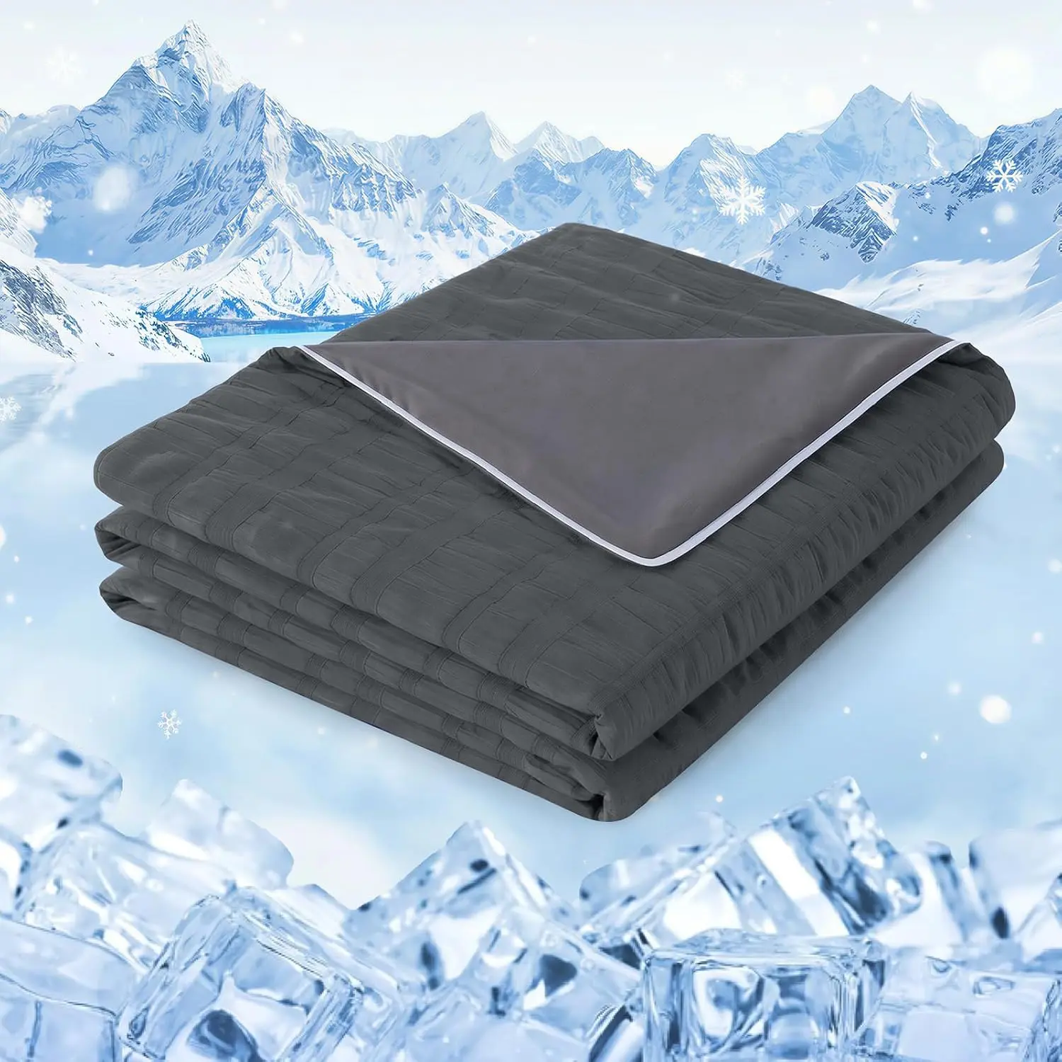 Cooling Blanket  Size - Summer Cooling Blanket for Hot Sleeper, Double-Sided Design Cold Blanket Thin Lightweight Breathable for Night  Bed Couch Sofa - Grey, 90"x108"