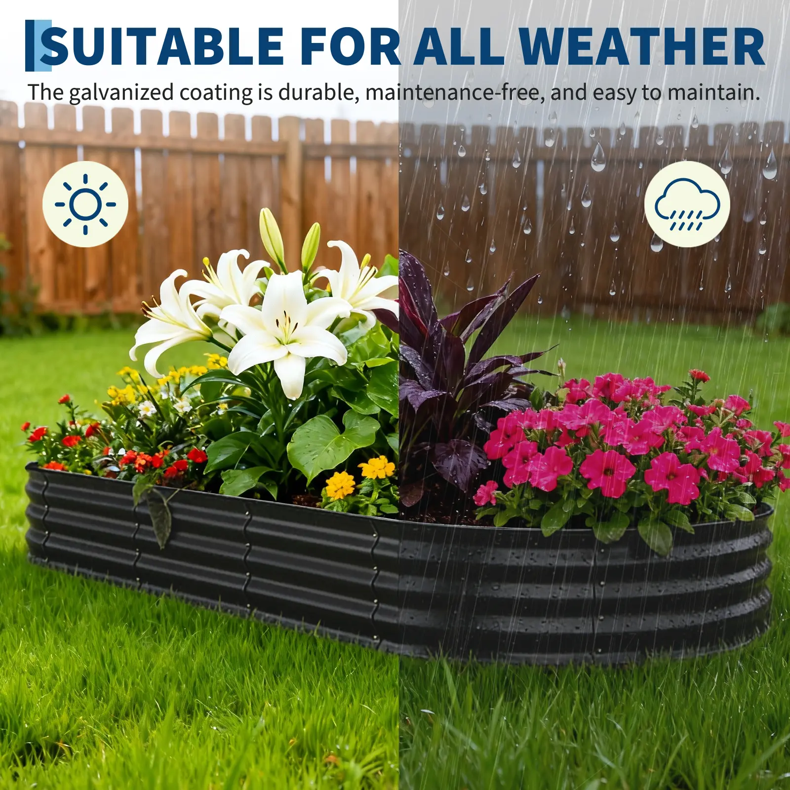 Garvee Rust-Resistant Metal Gazebo Elevated Garden Bed - Galvanized Steel Planter Box for Gardening, Beginners - Aeration, Easy Assembly with Guide, Elevated Design, 4x2x2ft/8x2x1.5ft, 24in Tall, Beige/Green, Patio/Garden Use