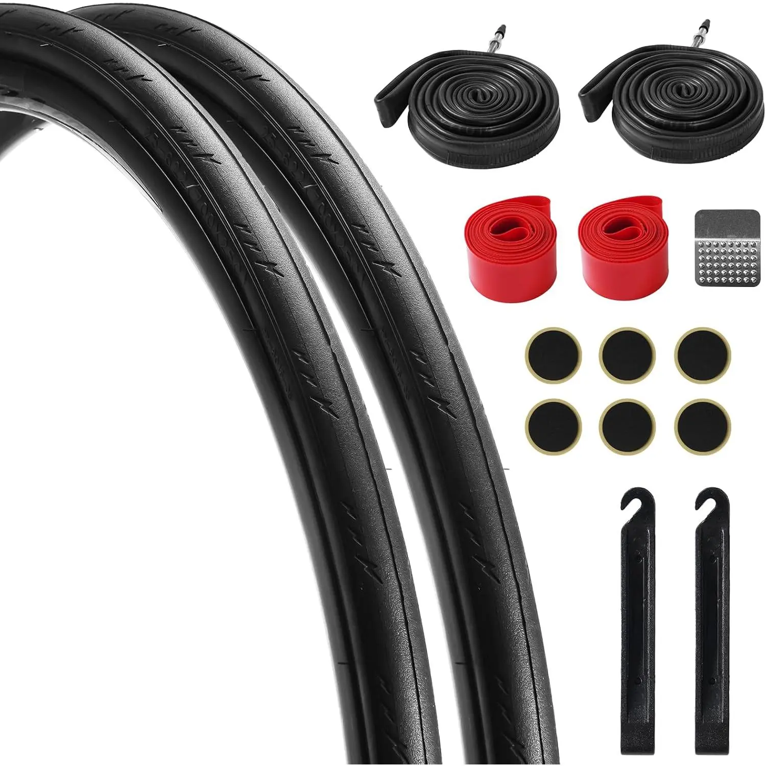 2-Pack 700x25-28c Tire, Road Bike Tires 700x25-28c and Inner Tubes, Folding Replacement Tires, Puncture-Resistant Bicycle Tires for City Road