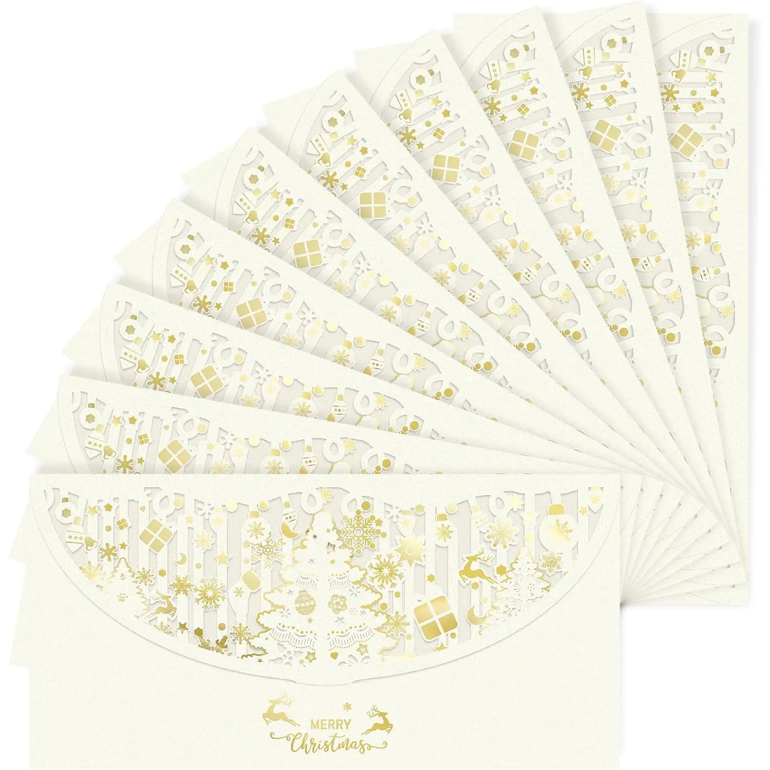 Christmas  Envelopes 10 count, Envelopes for  Gifts,  Envelopes For Christmas Day/Birthday/Holiday/Party/Spring Festival etc(Beige 7.1 x 3.5inch)