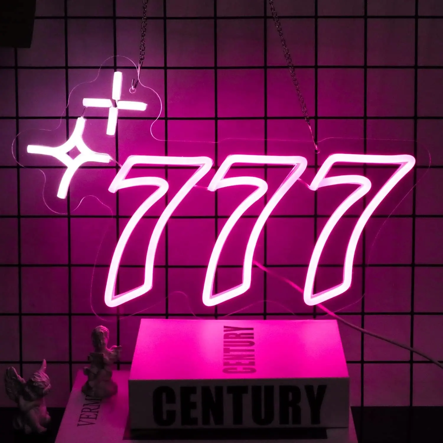777 Pattern Neon Sign, USB Powered LED Neon Light, Wall Mounted Neon Sign, Decorative Light for Game Room, Bar, Bistro, Party, Club, Card Room