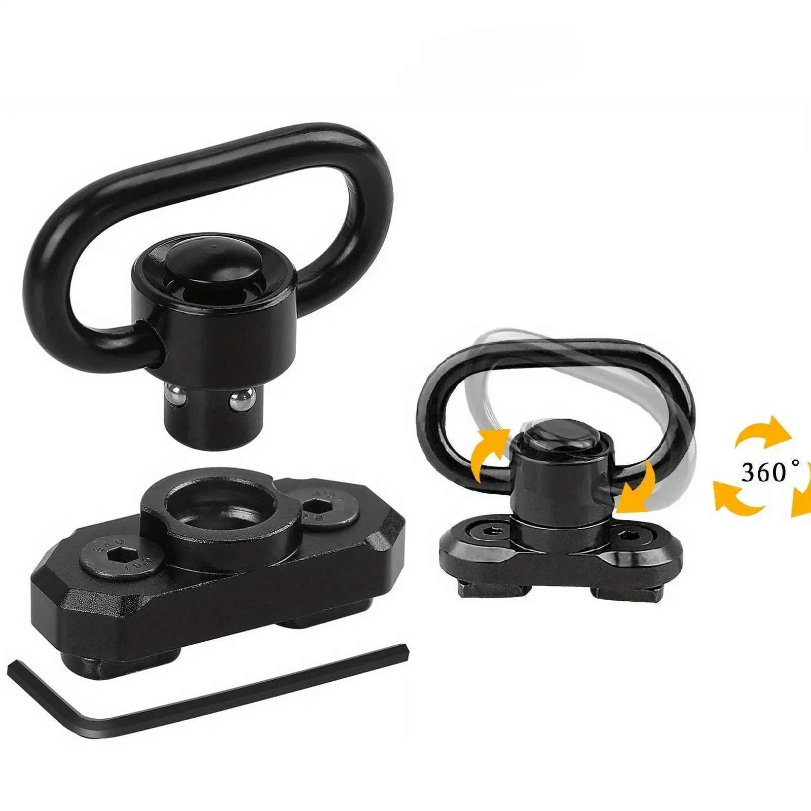 [Zinc Alloy Sling Buckle] 2 Black Zinc Alloy Two-Point Sling Buckles | Durable Traditional Quick-Release QD Sling Connector with M-Lock Interface - Secure Connection