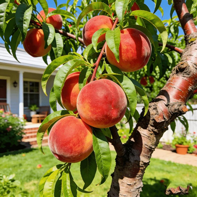 Live seedlings of Honggang peach tree, a compact fruit tree suitable for small spaces, a hardy variety that produces juicy peaches for families to enjoy