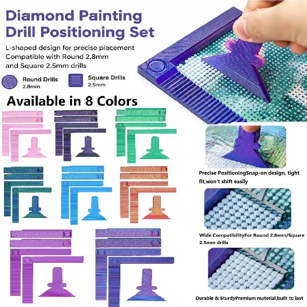 5pcs DIY Diamond Painting Tools, Craft, Multi-Color Positioning Clips, Round & Square Drill Fixer, 5D Diamond Art Accessories