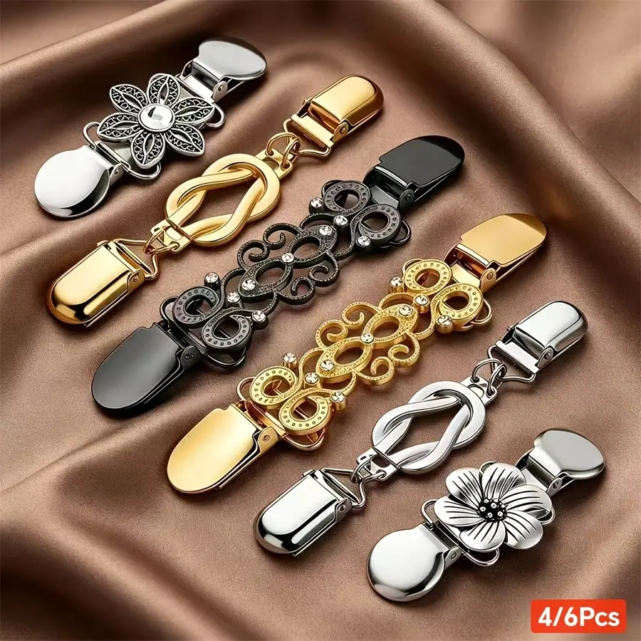 4/6 Piece Waist Belt Clips, Vintage Sweater Clips, Secure Backless Dresses, Loose Fit Belts, Anti-Slip Design, Unisex Fashion Accessory