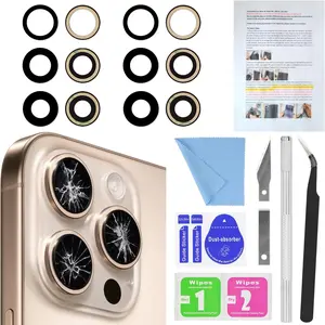 2PCS Back Rear Camera Lens Glass Replacement for iPhone 16 Pro Max and 16 Pro with Pre-Installed Adhesive Repair Tool Kit and Installation Manual