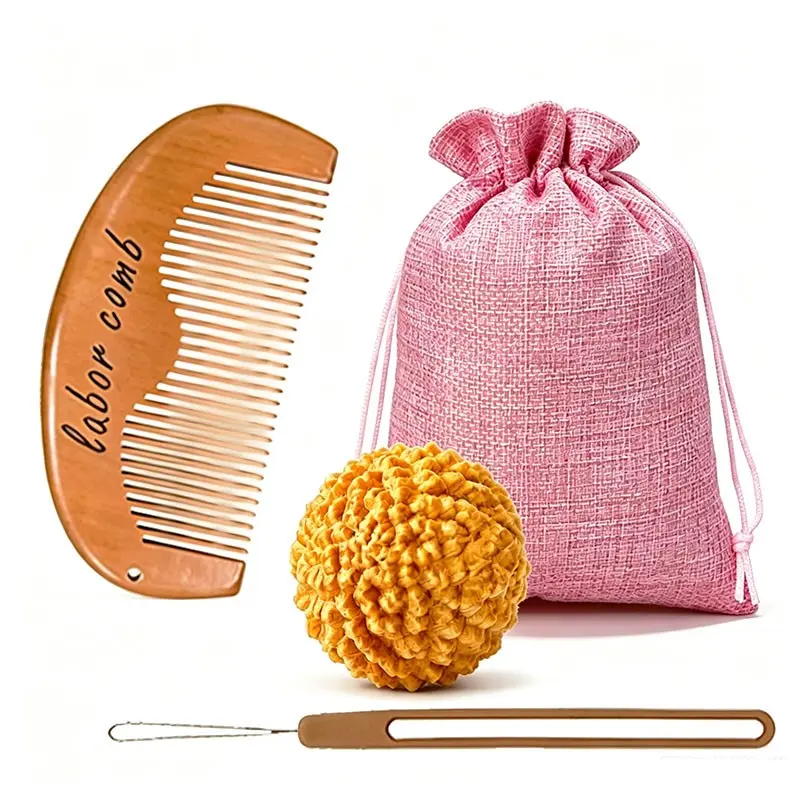 Birth Comb & Acupressure Massage Ball Set, Labor and Delivery Essentials, Wooden Material, Sensory Focus, Hospital Bag Essentials, Mom-To-Be Gift