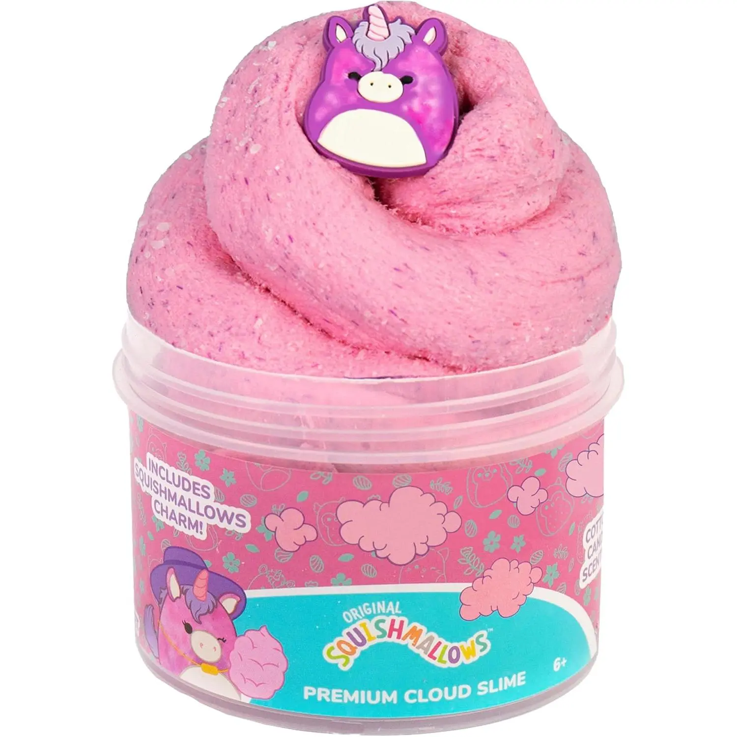 Original Squishmallows Premium Cloud Slime - Lola The Unicorn, Cotton Candy Scent