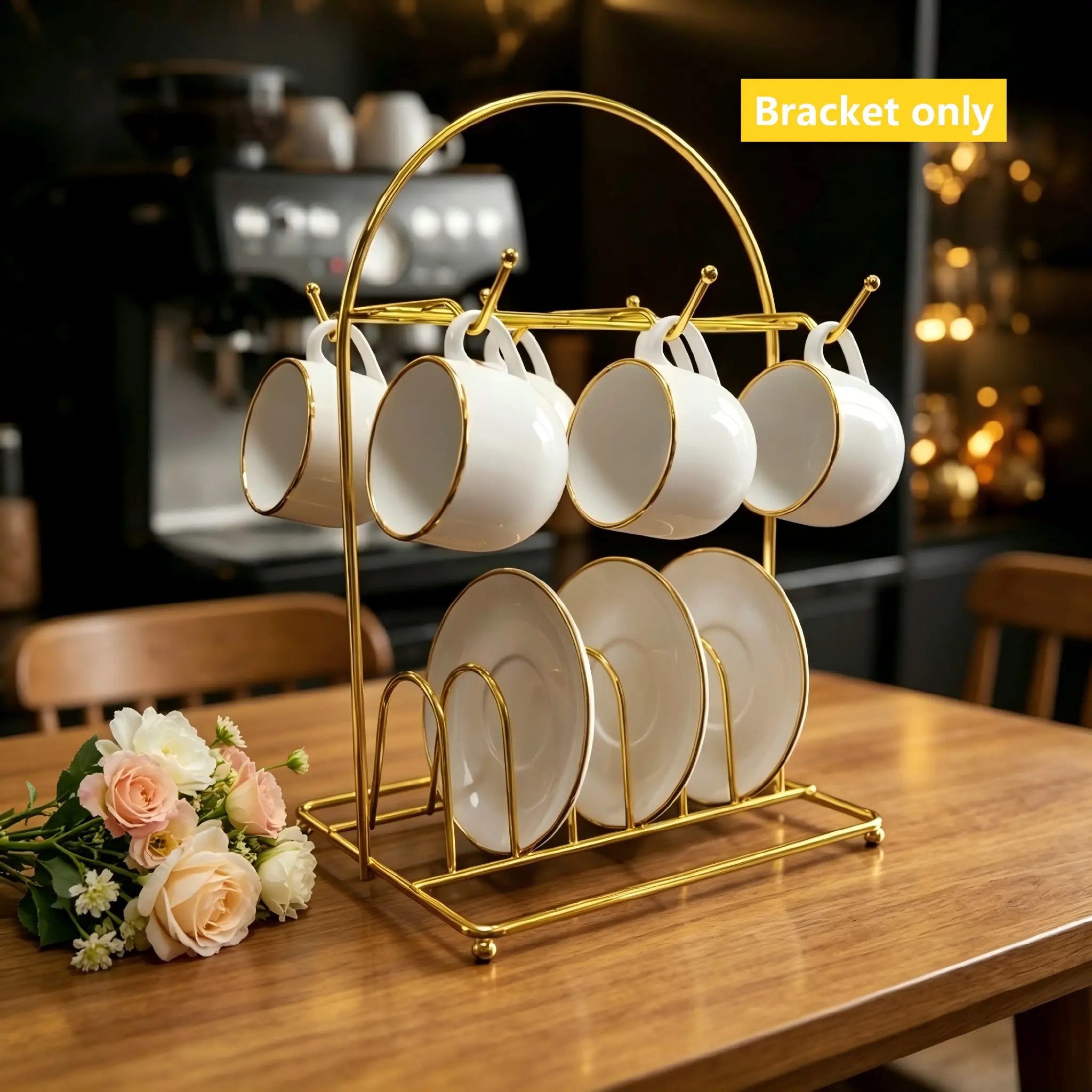 Elegant Cup Holder Rack, Cup Organizer, Inverted Cup Stand, Coffee Mug Tray Drying Hook, Desktop Tea Cup Display, Beverage Holder, Home Café Decor Gift, Rack Cups