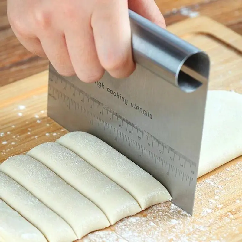 Stainless Steel Dough Cutter Pizza Cutter Bread Cutter Sandwich Cutter, Bread Baking Accessories with Measuring Scale
