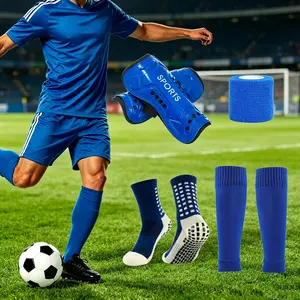 4-Piece Unisex Soccer Gear Set, Sports Socks, Leg Warmers, Training Inserts, Athletic Bandages, Outdoor Training, Soccer Field Supplies
