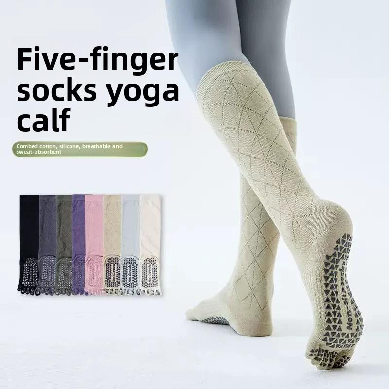 Five-finger yoga socks, professional non-slip stockings, autumn and winter calf socks, Pilates, sports fitness, dance, and compression socks
