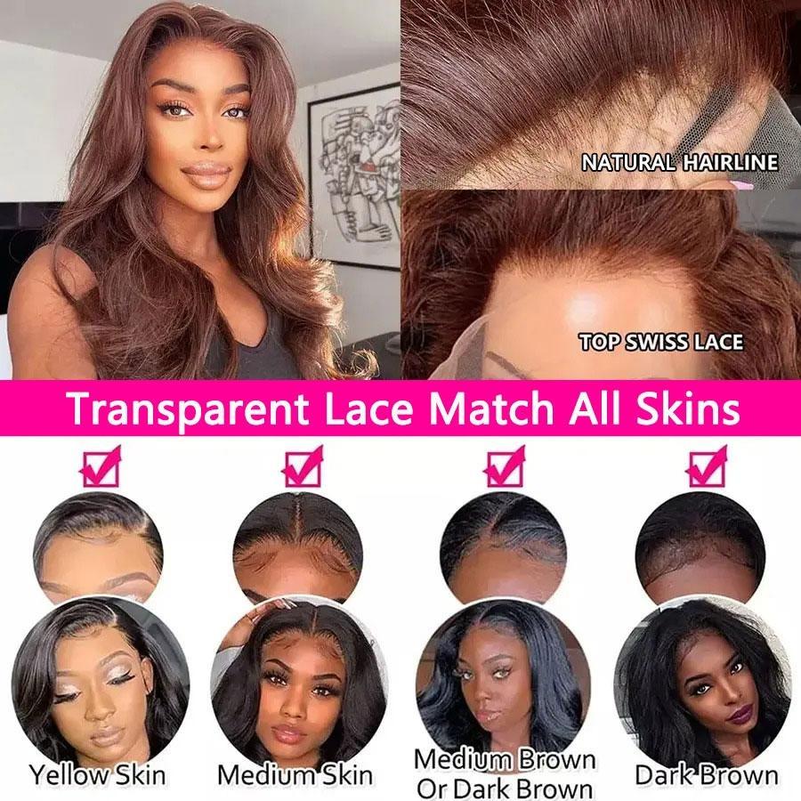 Bling Hair 13x6 13x4 Hd Pre Plucked Lace Chocolate Brown Color Wig Human Hair 34 Inch Lace Front Wigs Human Hair Pre Plucked With Baby hair Colored Hd Lace Frontal Wigs For Black Women TikTokShopHolidayHaul
