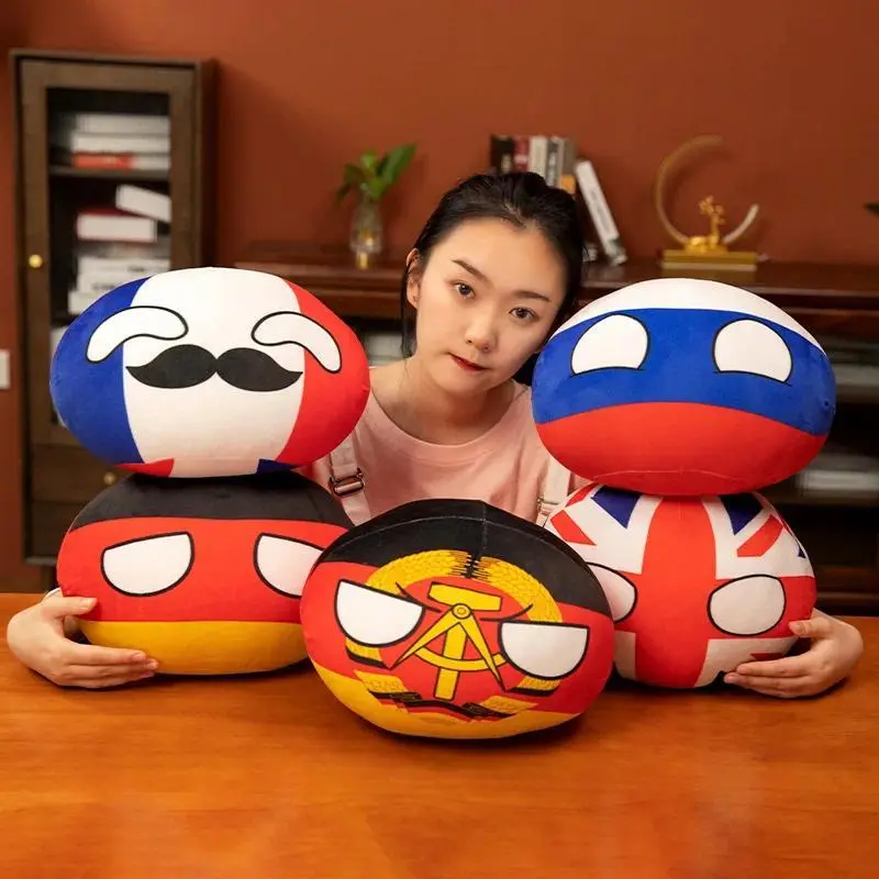 10-30cm Kawaii Polandball Plush Toys USA USSR FRANCE RUSSIA UK South Korea JAPAN EU CANANDA ITALY Stuffed Country Ball Doll Gift