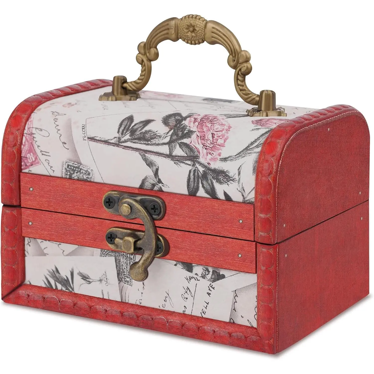 Retro European wooden box  Wooden Treasure Case | Decorative Trinket  Storage Box Old Memory
