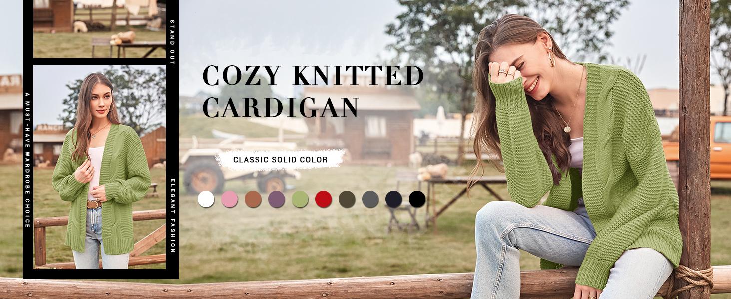 Saodimallsu Women's Open Front Chunky Knit Cardigan Loose Lantern Sleeve Oversized Sweater Coats SpringStatements Saodimallsu Women's Open Front Chunky Knit Cardigan Loose Lantern Sleeve Oversized Sweater Coats SpringStatements