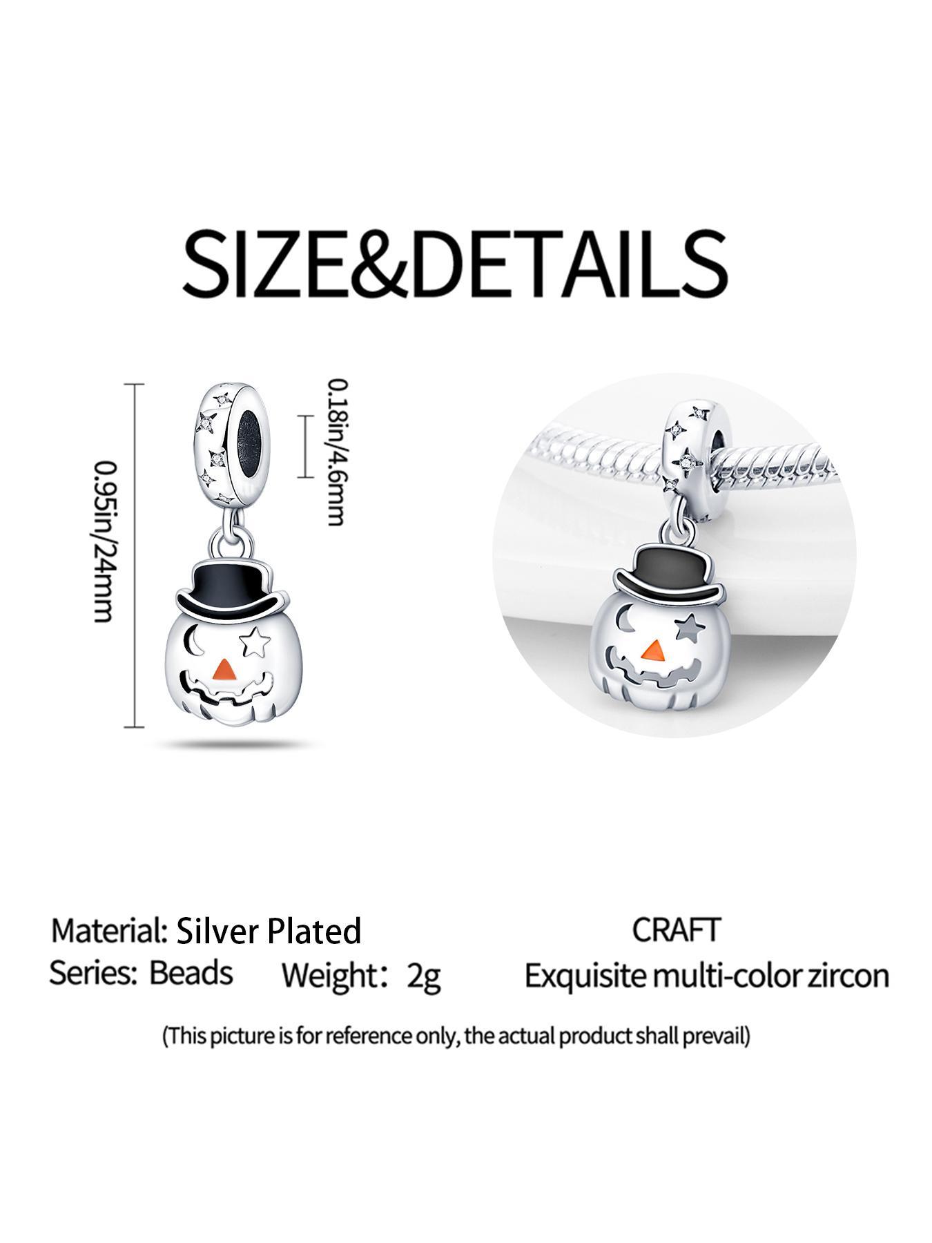 Pumpkin Design Pendant, 925 Sterling Silver Hollow Out Pumpkin Charm for Women & Girls, Fashion Accessories for DIY Bracelet & Necklace As Halloween Gift