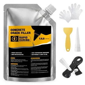 Self-Leveling Cement and Concrete Crack Filler - Oil-Based  Quick-Dry Repair Sealant for Driveways, Patios, Sidewalks, Garage Floors, Foundations, Basements and Walkways, Gray