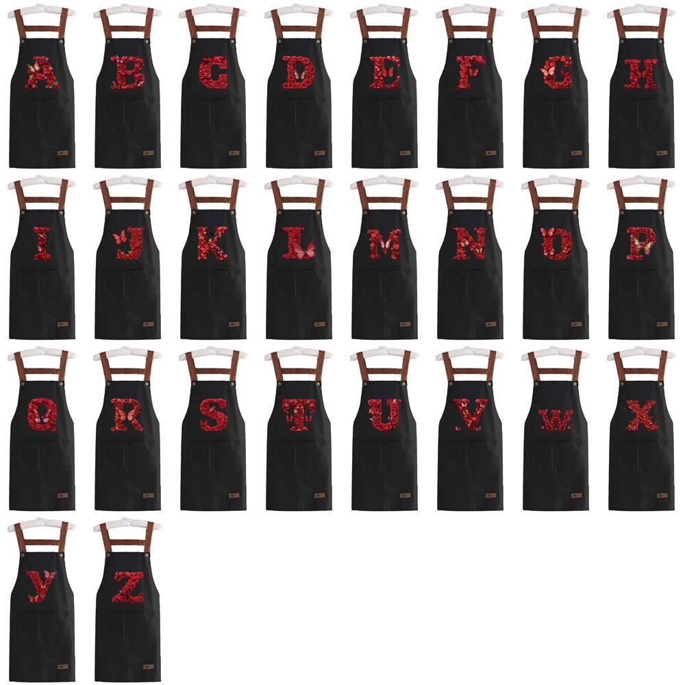 Letter Pattern Apron, 1 Count Adjustable Waterproof Strap Apron with 2 Pockets, Kitchen Apron for Cooking, Gardening, Painting, Baking, Restaurant, Kitchen Cooking Aprons