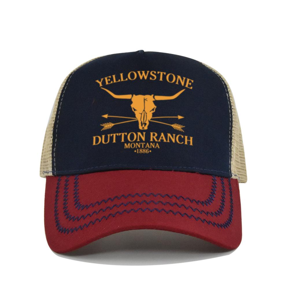 Cross-border Yellowstone baseball cap, silk-printed Yellowstone mesh cap, printed duckbill cap, unisex washable breathable sun hat