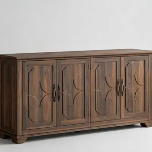 [SummerGarden]ONBRILL 63 Inch Buffet Cabinet with Storage, Large Sideboard Cabinet with 4 Carved Doors, Modern Credenza Storage Cabinets w/Adjustable Shelves for Kitchen, Living Room