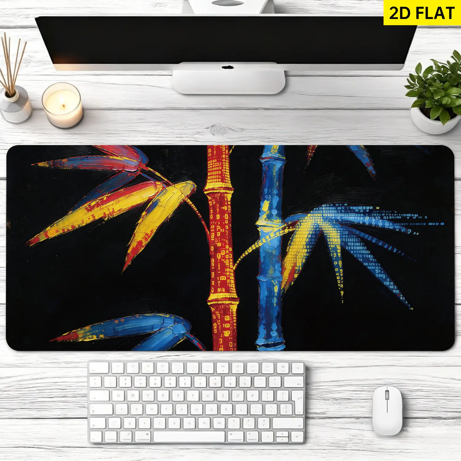 3D Banana Motif Digital Bamboo Oil Painting Gaming Mousepad - Extra Large Multi-Size Set, Non-Slip Rubber Base, Locked Edge, Washable, Premium, Precise Control, Office Computer Desk Mat for Gamers, Home Use