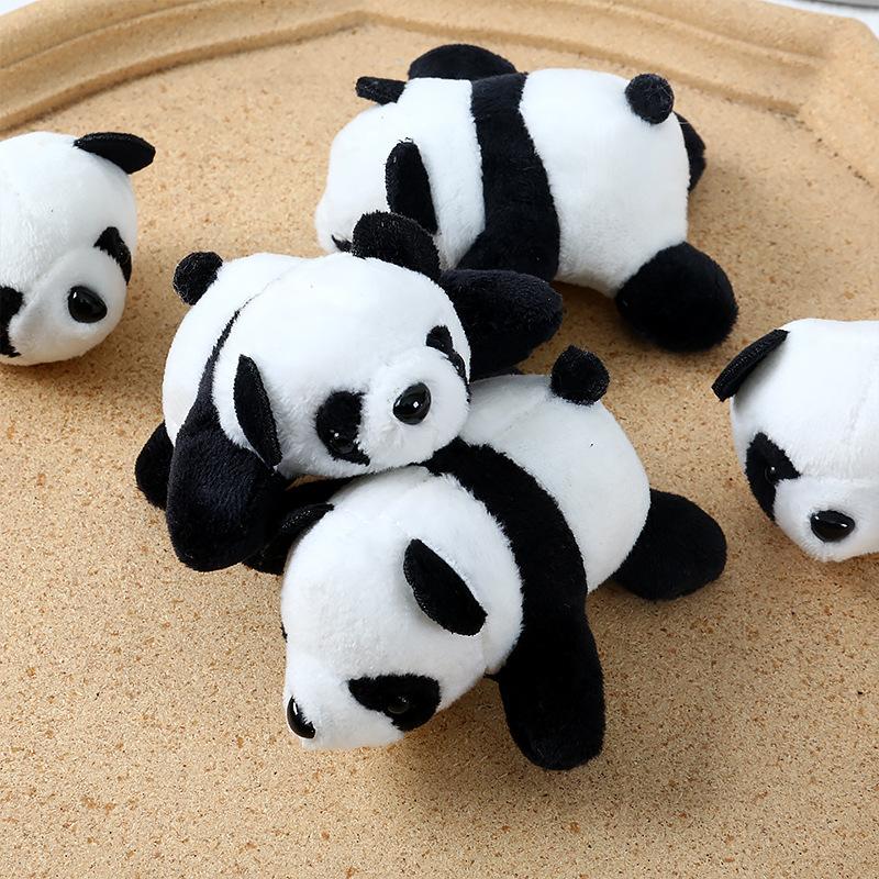 Cartoon Internet celebrity three-dimensional panda brooch, plush red panda doll ins lying down panda jewelry schoolbag pendant