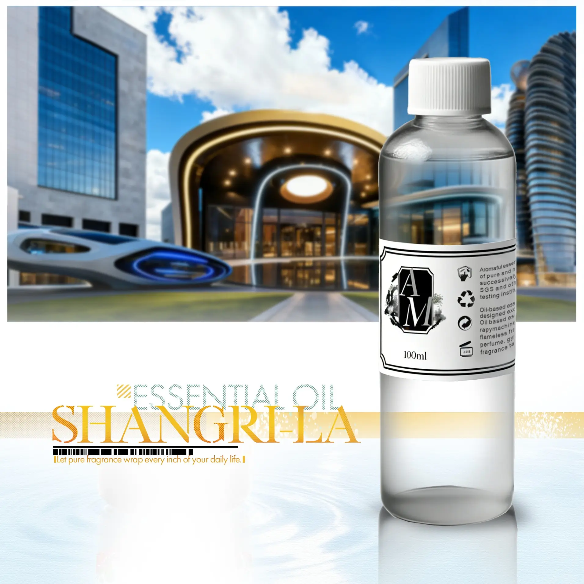 Shangri-La 100ML Water based essential oil, Aromatherapy Scented Oils, Ideal for Humidifiers & Reed Diffusers, Long-Lasting Fragrance for Home, Bedroom, Hallway, Bathroom