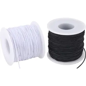 Stretchy String for Bracelets, 2 Rolls 0.8mm,1 mm,1.5mm,330 Feet Sturdy Elastic String for Jewelry Making, Necklaces, Beading and Crafts (White Black (1.0mm))Gift