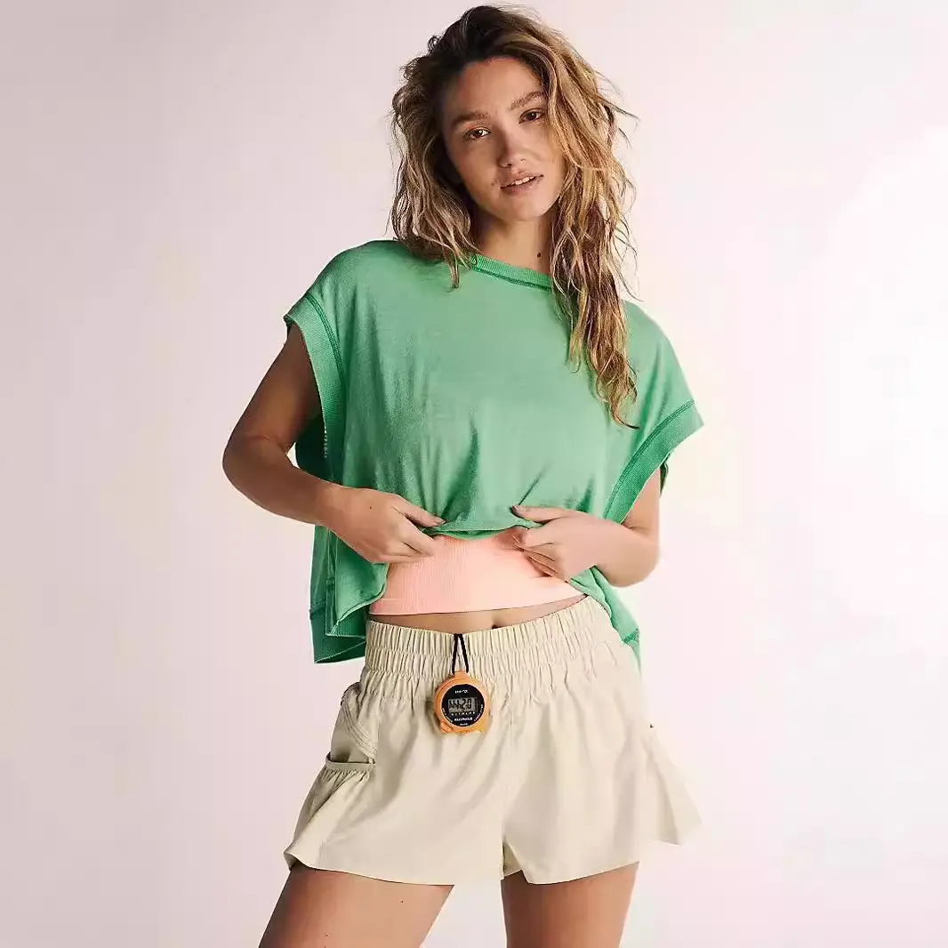 New Arrival Women Back Cutout Yoga Tee, Loose Oversized Breathable Athletic T-Shirt for Daily Casual Gym Workout