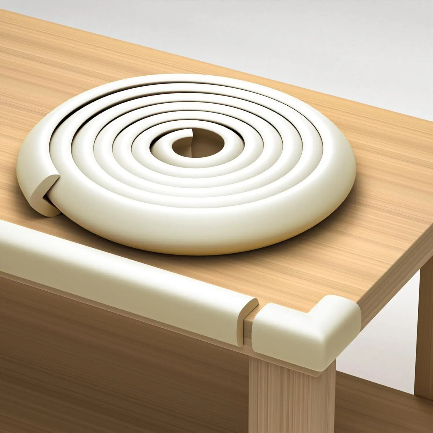 Furniture Edge and Corner Guards 20.4ft Protective Foam Cushion 18ft Bumper 8 Adhesive Childsafe Corners Baby Child Proofing Set NonToxic Safe for Table Fireplace Countertop White