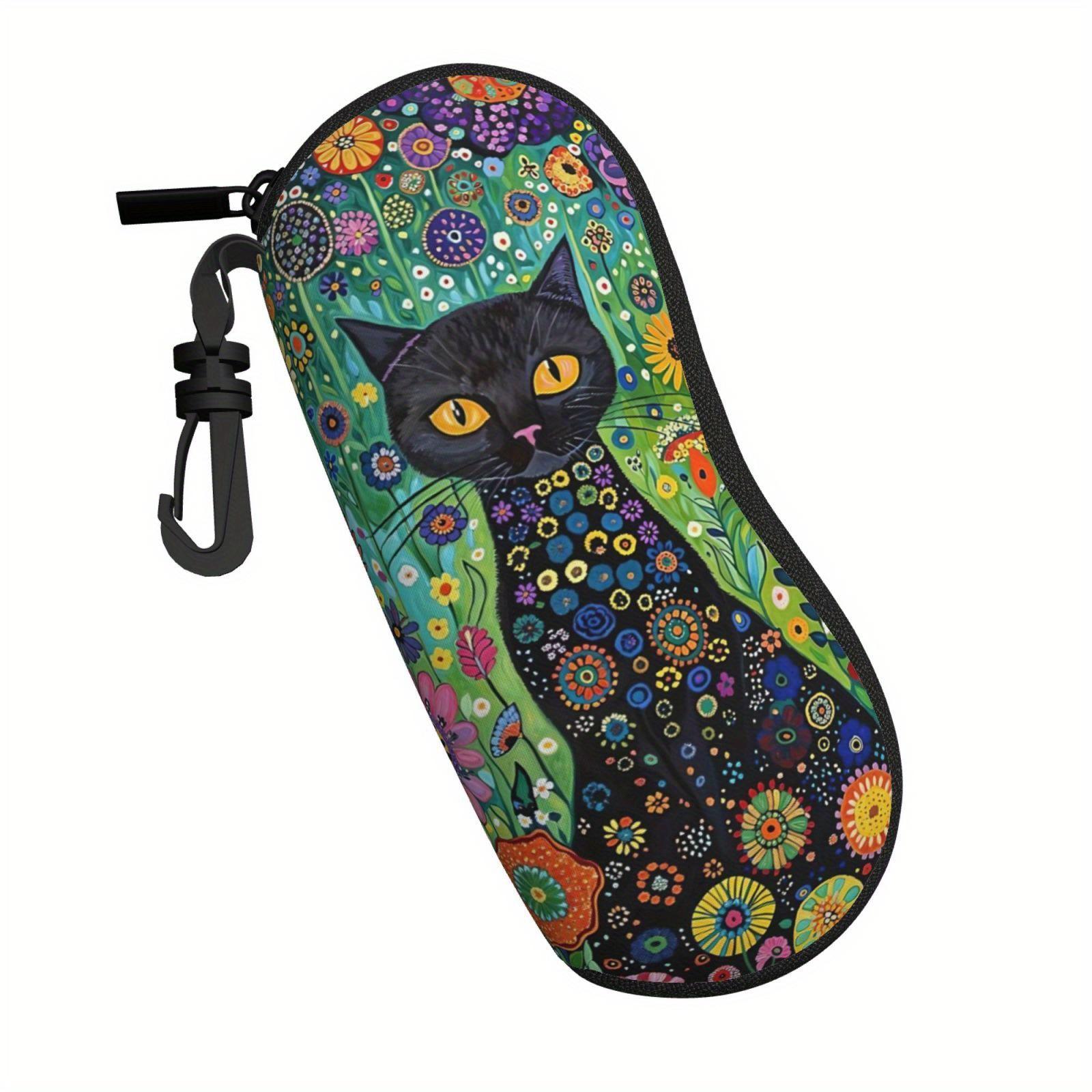 Black Cat Printed Glasses Case Portable Storage Box for Women Daily Use Perfect Gift for Her
