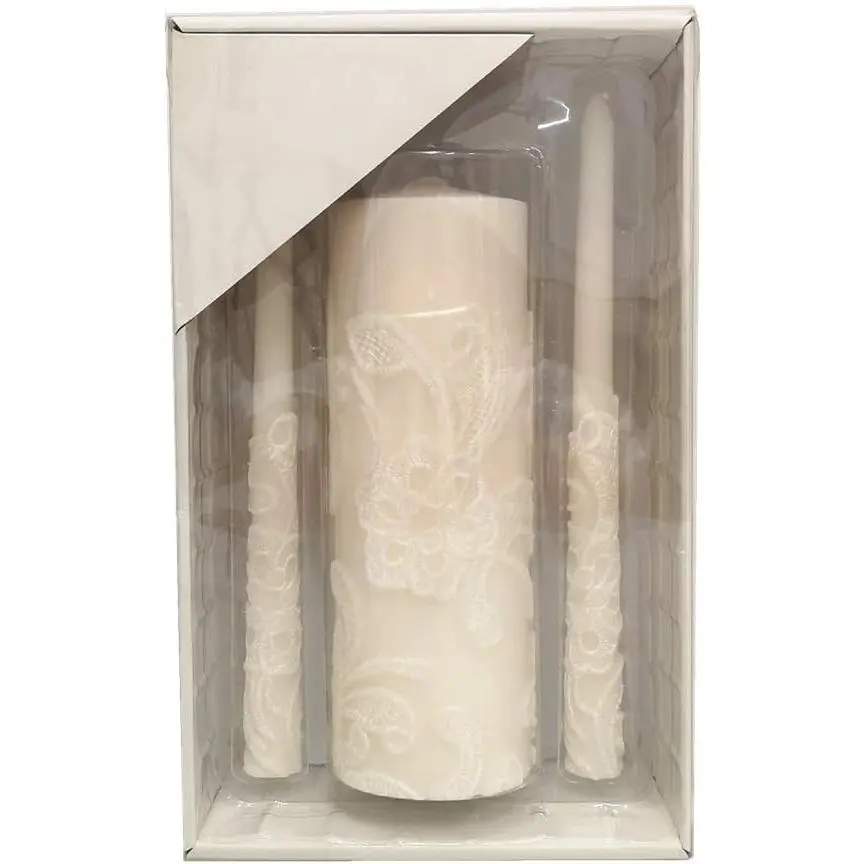 11.50 Inch High Cream Wedding Unity Candle Set Includes 1 Pillar and 2 Taper Candles Great for Weddings Special Events Emergency Lighting or Reiki Spa Meditation