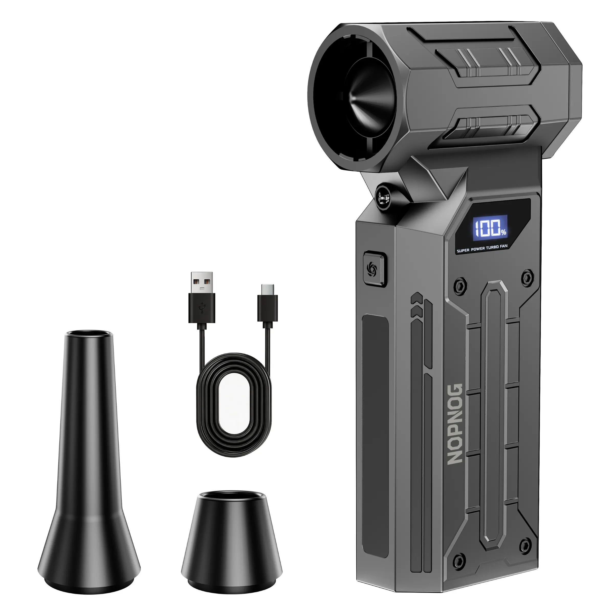 Cordless Electric Air Duster 140000RPM, Strong Blowing Jet Fan Turbo Blower, 4 Gears Adjustable with LED Light, Portable Type-C Charging Tool Rechargeable Air Duster for Car Snow Removal
