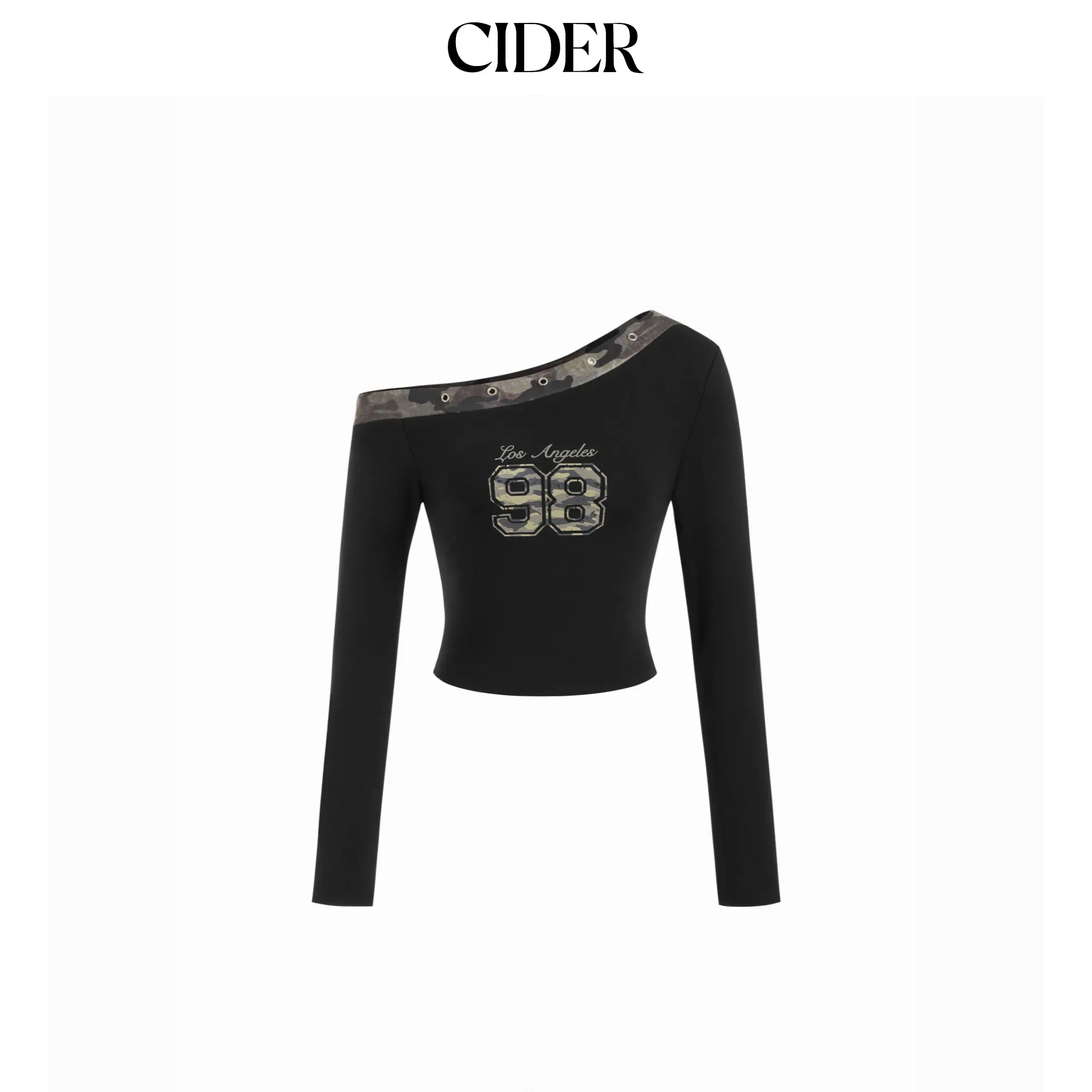 Cider Cotton-blend 98 Asymmetrical Neck Metal Detail Crop Top SummerFinds