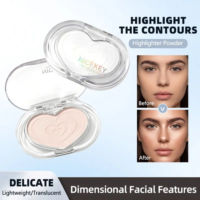 Heart Shaped Pressed Highlighter, Matte Glossy Contour Makeup, Suitable for Face, Eyes, Lips, Collarbone, Daily Makeup Use