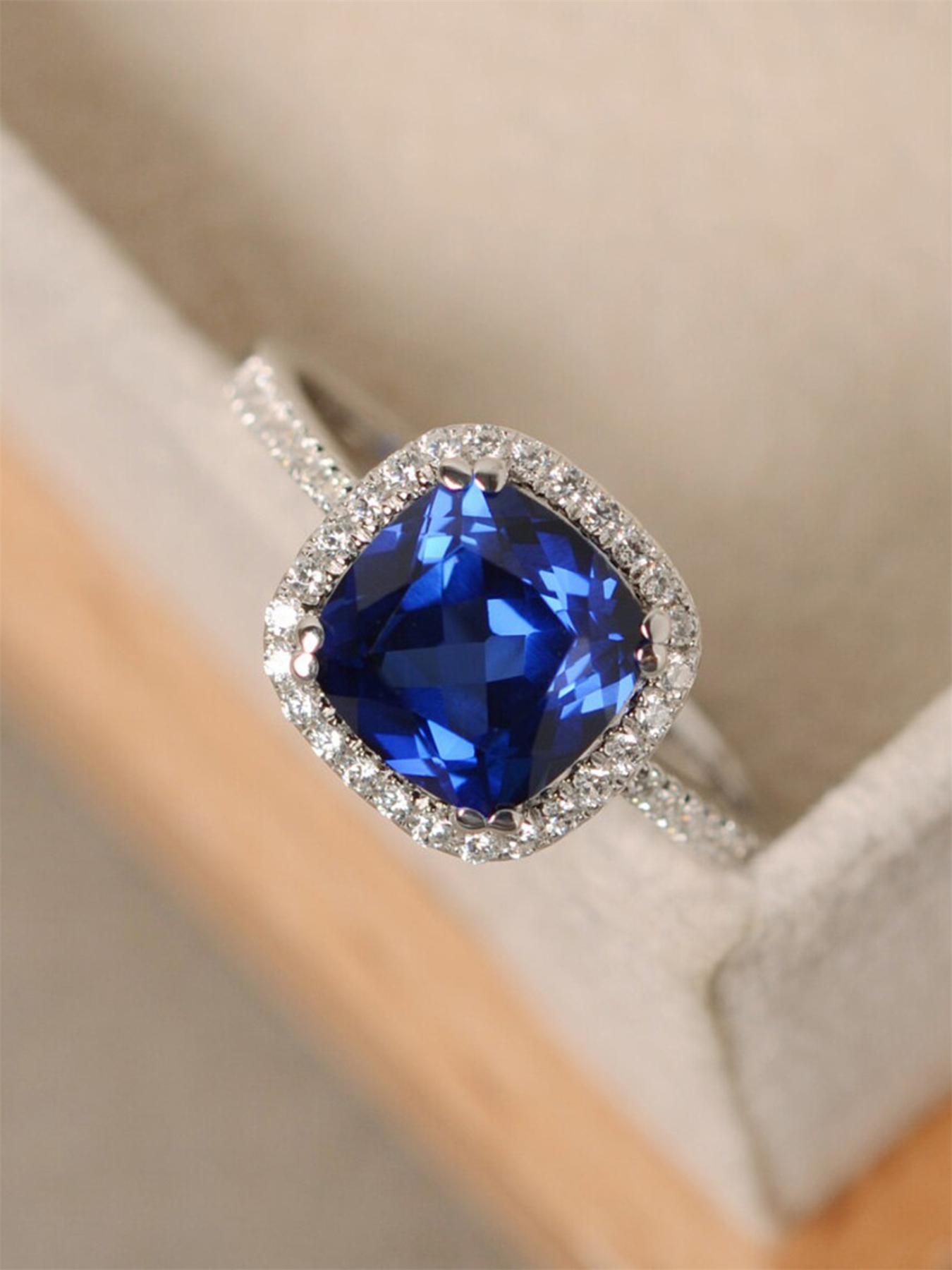 S925 Sterling Silver Rhinestone Decor Emerald Cut Solitaire Ring, Elegant Fashion Accessories for Women, Trendy All-match & Exquisite Jewelry for Birthday Gift, with Box