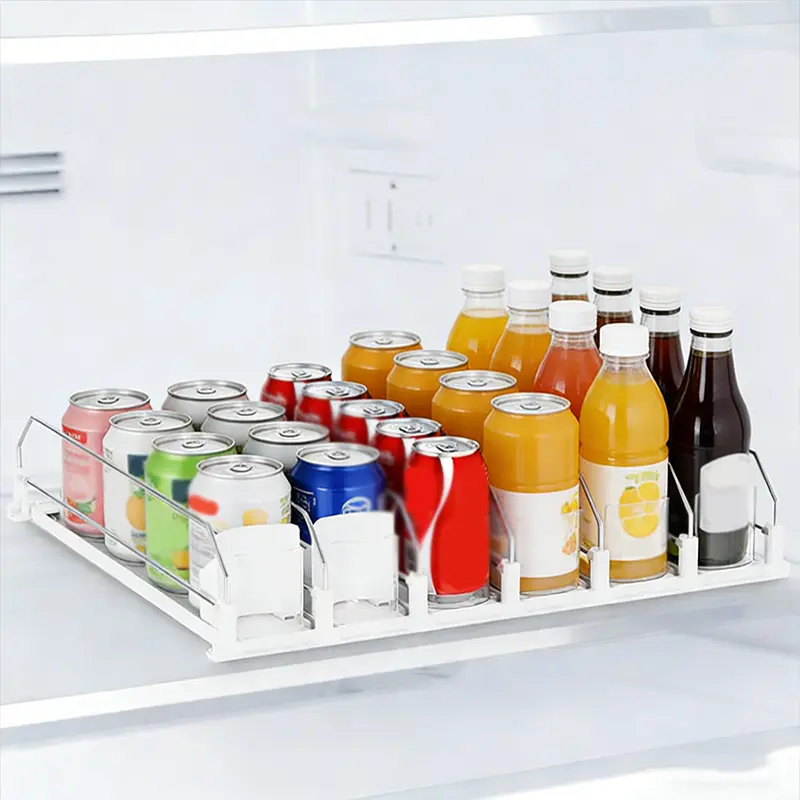 Refrigerator multifunctional stand, beverage pusher supermarket soda storage box convenience store beverage can booster soda pusher can stacking storage rack beverage dispenser
