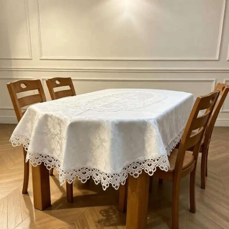 Vintage Lace Tablecloth, Decorative, Hollow Out Edge, Easy Clean, American Country Style, Versatile, Atmosphere, Suitable for Dining Room, Living Room, Kitchen, Multiple Sizes Available
