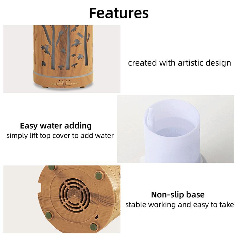 7 Color LED Aromatherapy Diffuser with Auto Shut Off & 3 Essential Oils Humidifier Set