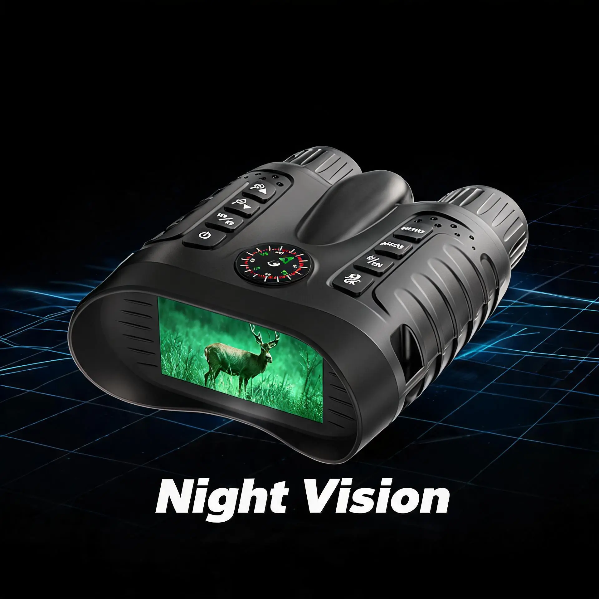 Night Vision Binoculars NV2185 - Digital Monocular, 3.2" Screen, 4K Recording, Mechanical Compass, 8X Zoom, 350-400m Range, IR & White Light, 4500mAh