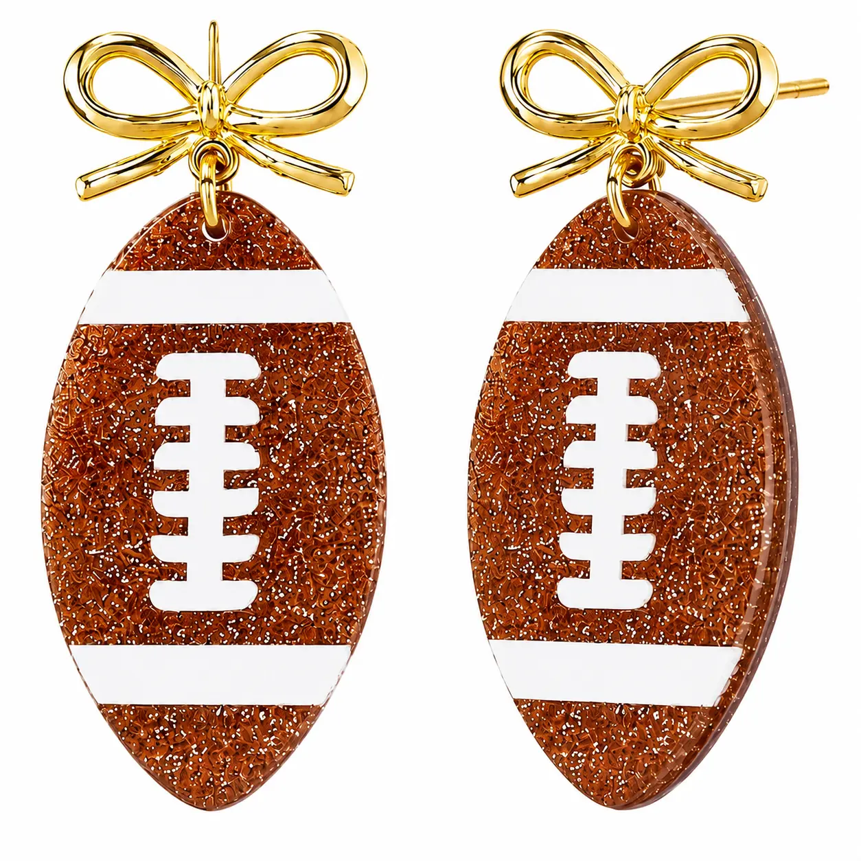 Women's Sporty Lightweight Alloy Hypoallergenic Earrings Set - Football, Baseball, Softball Themed Studs for Game Day, Team Spirit Accessories