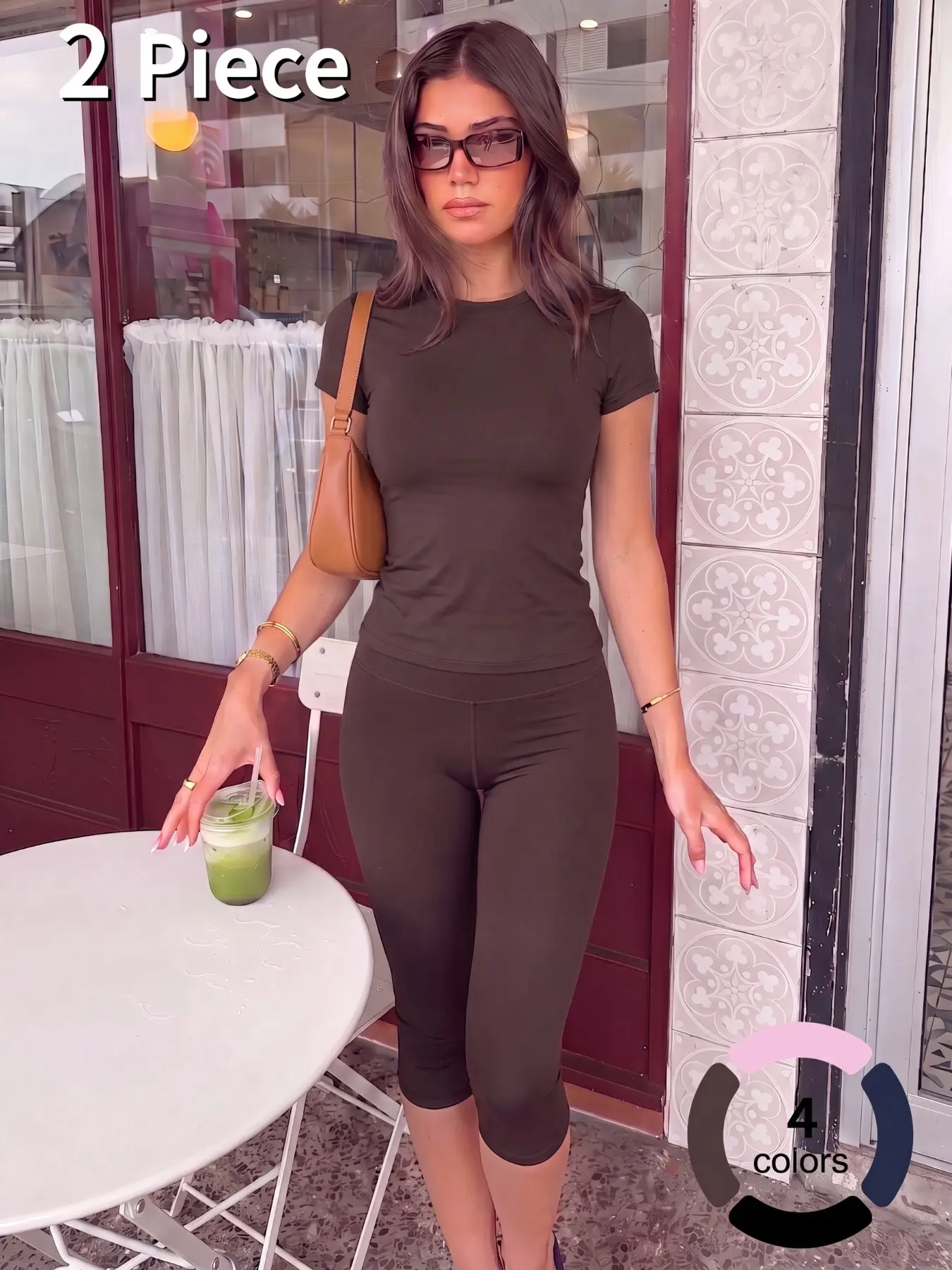 Women's Workout T-shirt Capri Leggings 2-Piece Set Capris Yoga Pants High Waist Short Sleeve T-shirts Slim Fitness Yoga Suit for Gym Sports Daily wear All Seasons Activewear Workout Set