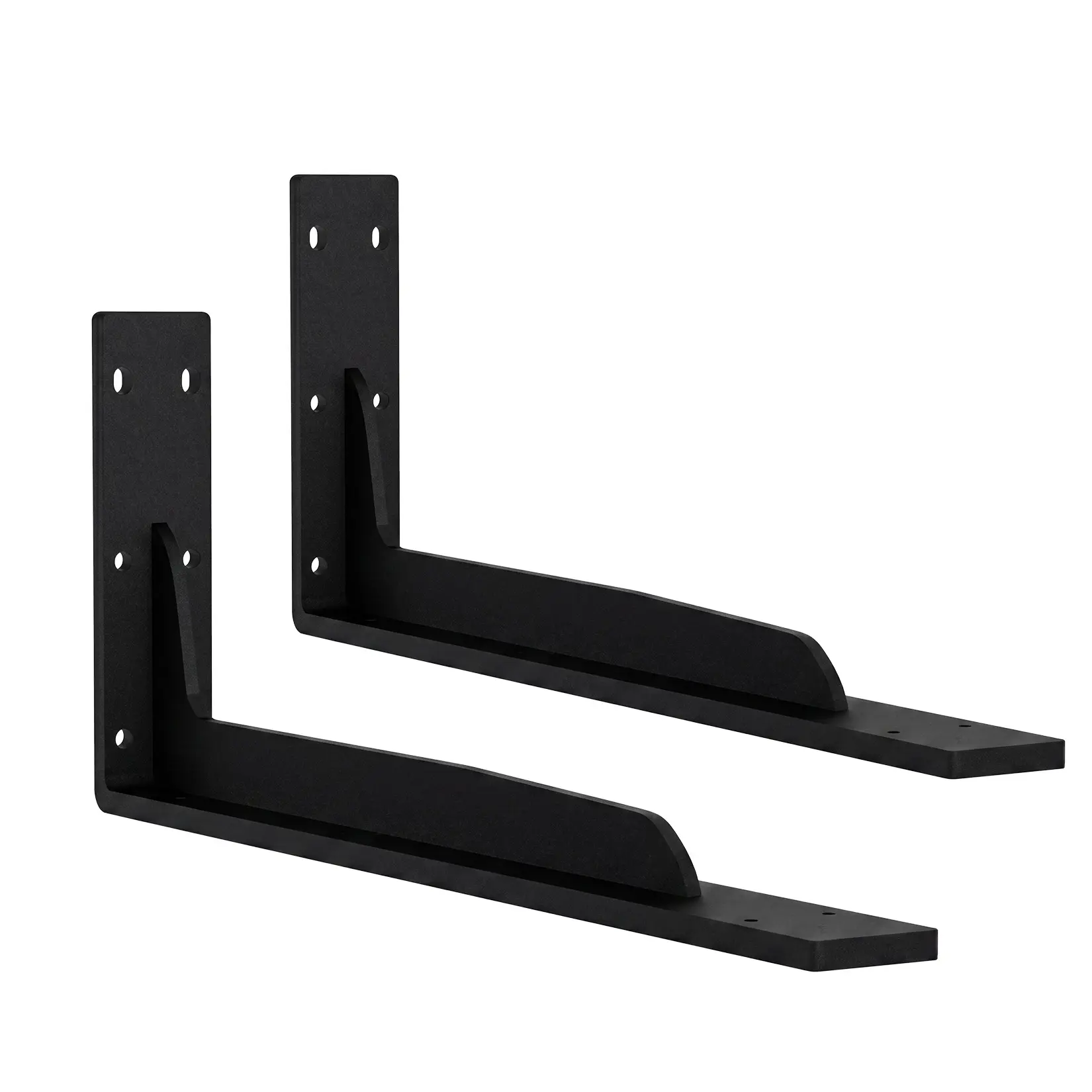 Heavy Duty L-Shaped Floating Shelf Brackets - Matte Black Stainless Steel, 19.3in Long, 4.2mm Thick - Indoor Use Wall Mount Supports for Wooden Shelves, Kitchen/Bedroom Storage Decor
