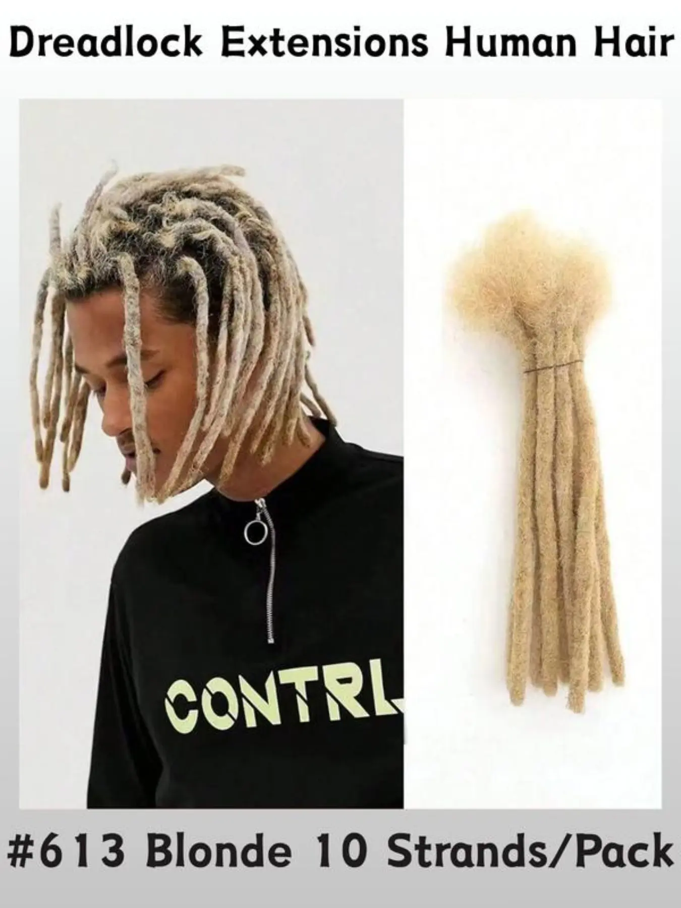 613 Blonde Human Hair Dreadlock Extensions 6–16 Inch 0.6cm Width Handmade Loc Extensions 10/30/60 Strands Full Head Natural Soft Permanent Dreads Can Be Dyed Bleached